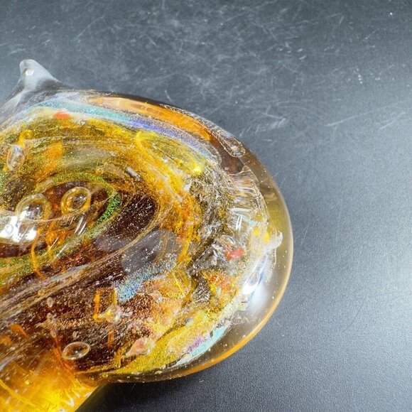 Hand Blown Art Glass Heart Figurine Paperweight Multicolor Swirls Artist Signed - Picture 16 of 16